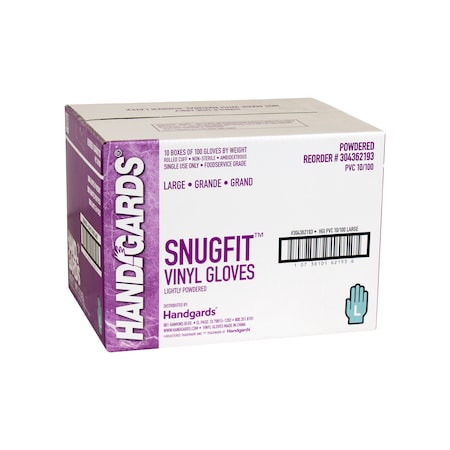 Handgards Handgards Snugfit Lightly Powdered Large Vinyl Glove, PK1000 304362193